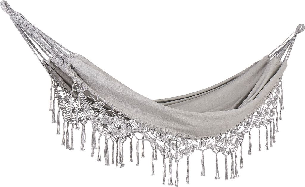BELIANI Zahradní houpací síť světle šedá bavlna a polyester Obrázek produktu 