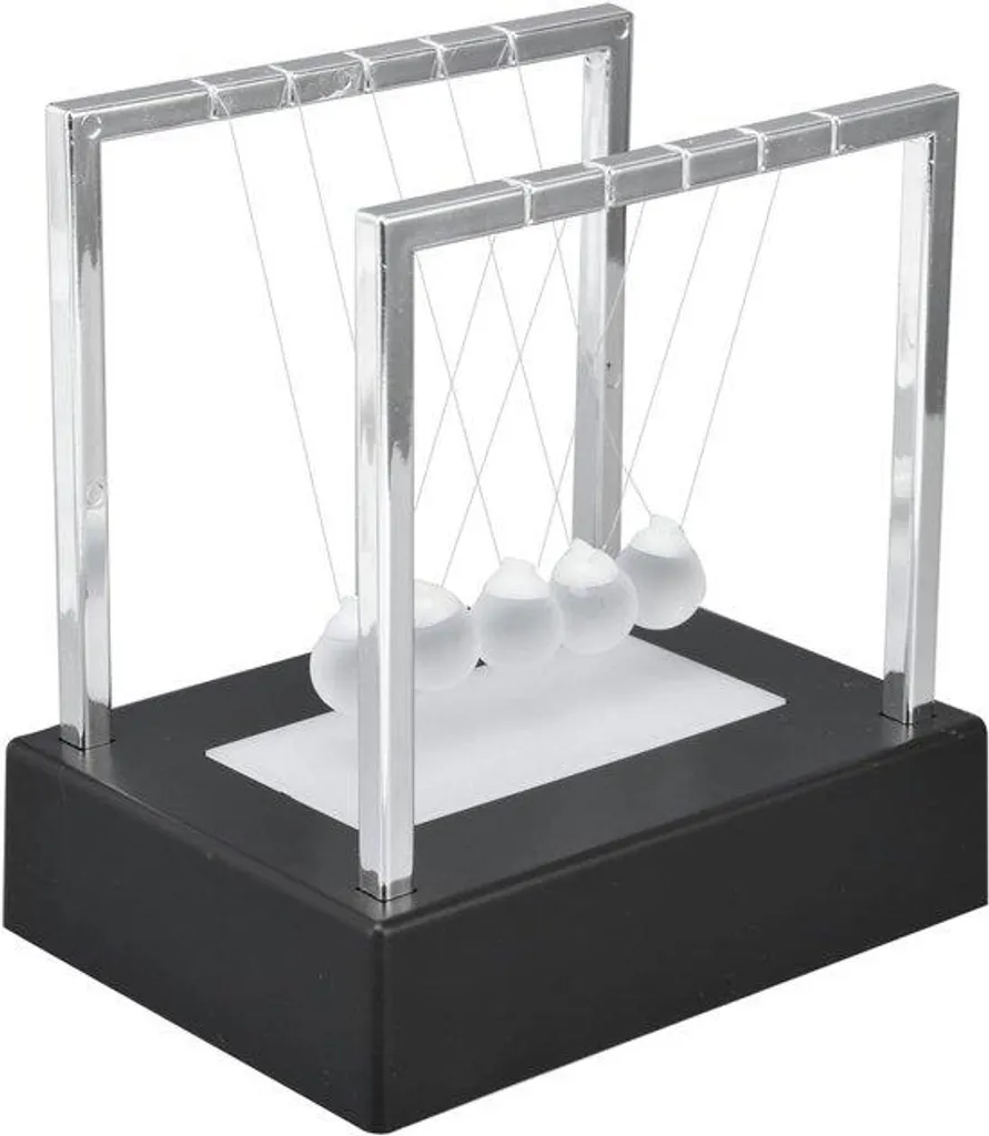 Pendule de Newton avec 5 boules de verre noires - Modèle 12x12x88 cm