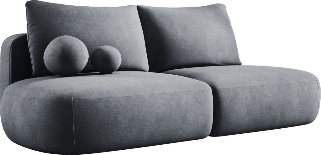 DomoHome Moderne Schlafsofa BABU mit Schlaffunktion – 3-Sitzer Sofa mit Bettkasten, DL-Automat, 2 Rückenkissen, 2 Zierkissen, 240x90x90 cm Grau