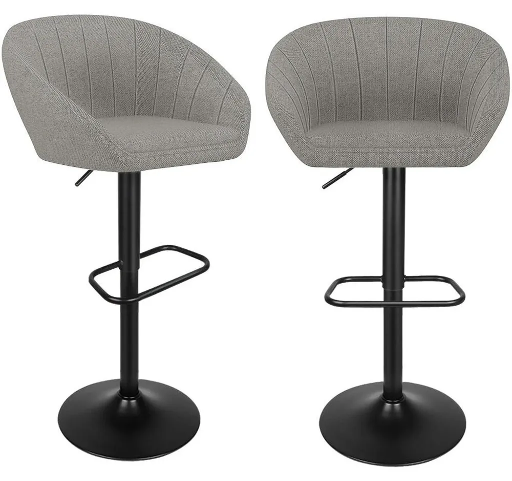 Tabouret de bar confortable gris clair réglable pivotant - Lot de 2