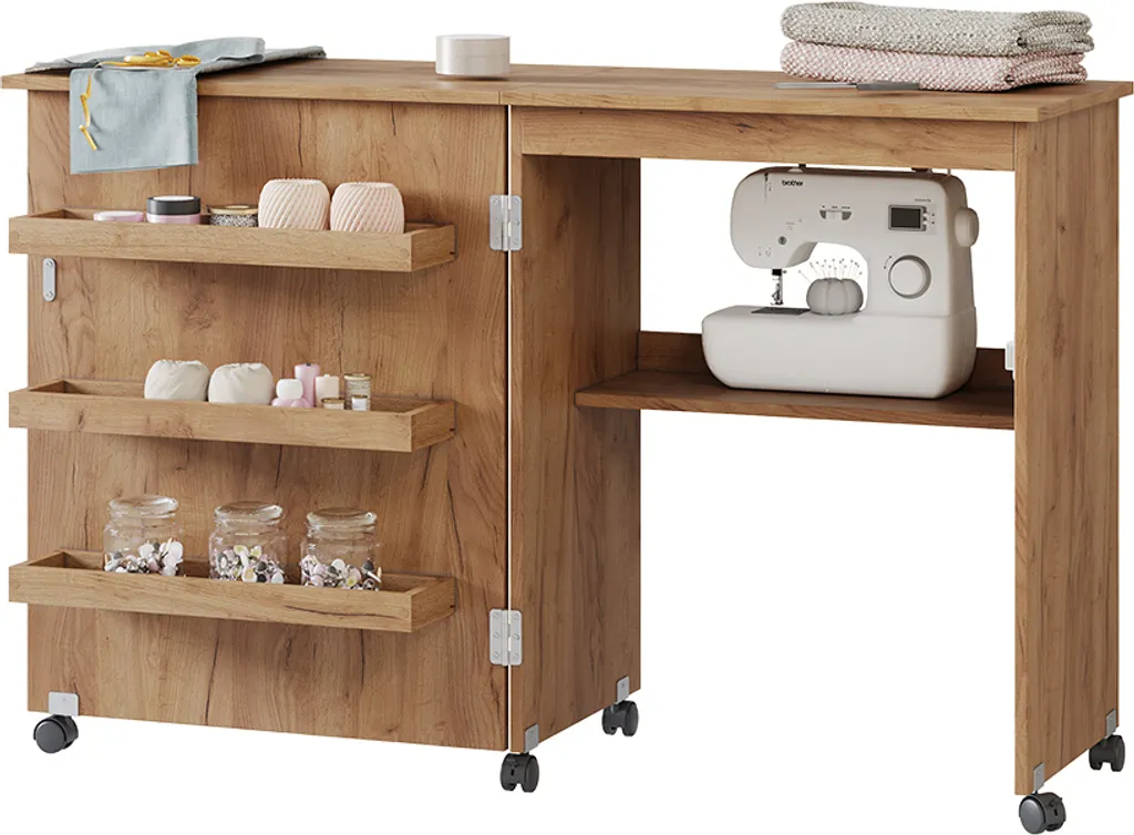 Table de couture stable Vicco Carmen chêne pour machine à coudre - 6