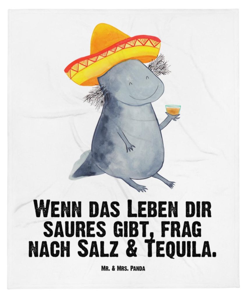 Mr. & Mrs. Panda Babydecke Axolotl Tequila - Weiß - Geschenk, Erstlingsdecke, Schwanzlurch, Mexiko, Party, Feuersalamander, Lurche, Schmusedecke, ...