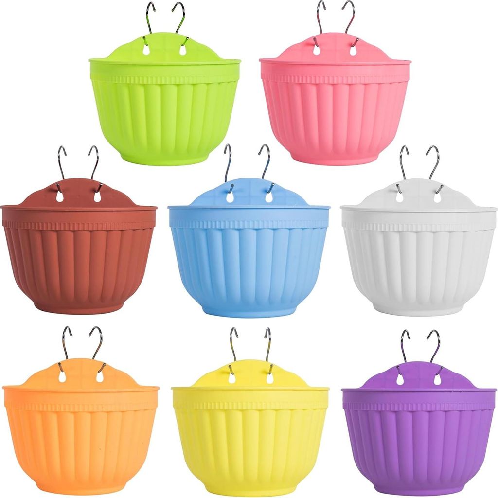 Wand Blumentöpfe 8er-Set,Bunte Hängepflanztöpfe mit Produktbild 