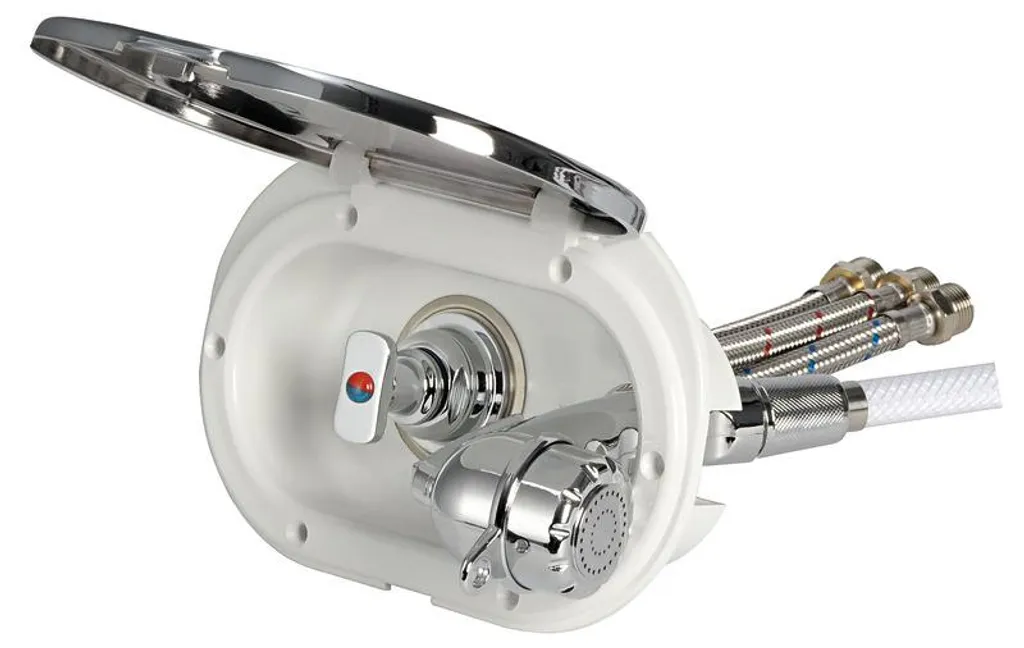Flexible de douche chromé 4m avec boîtier Oval et raccord arrière pro