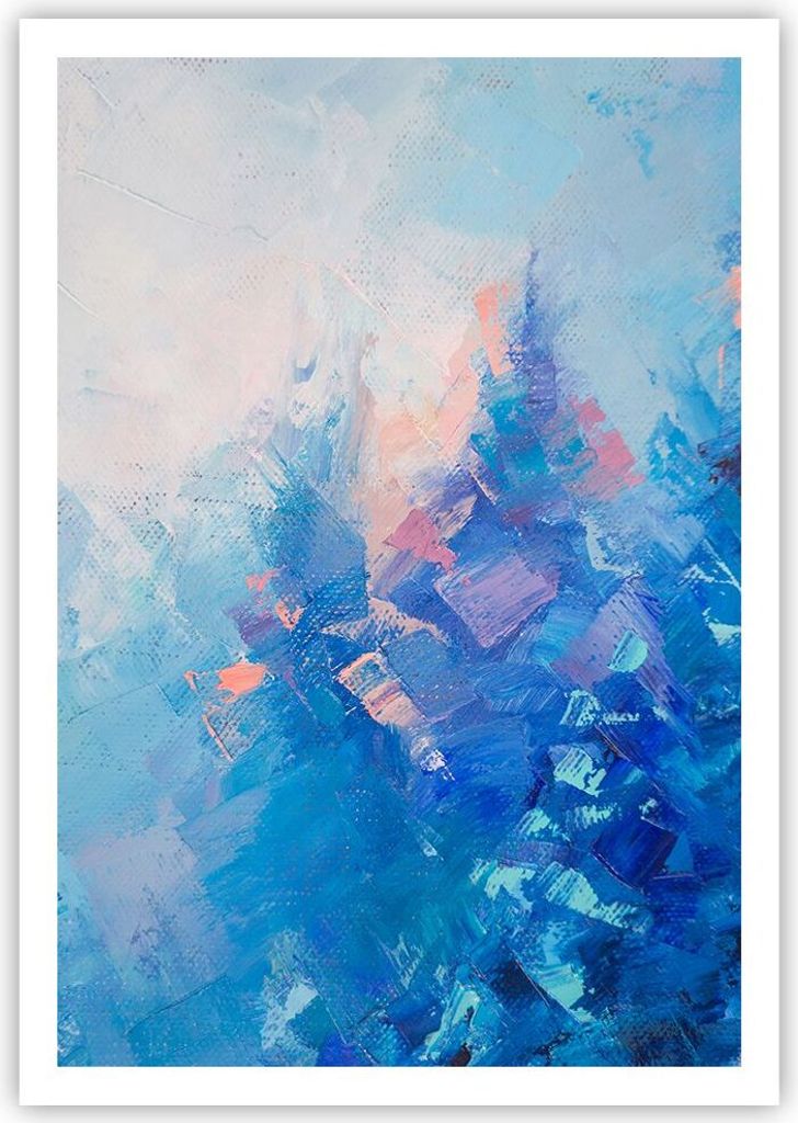Poster - Poster ohne Rahmen - Abstraktion blau gemalt - 70x100 cm - Wand Bild - Wanddeko - Wandbilder - Kunstposter - Wandposter - Bilder - Kunstdr...
