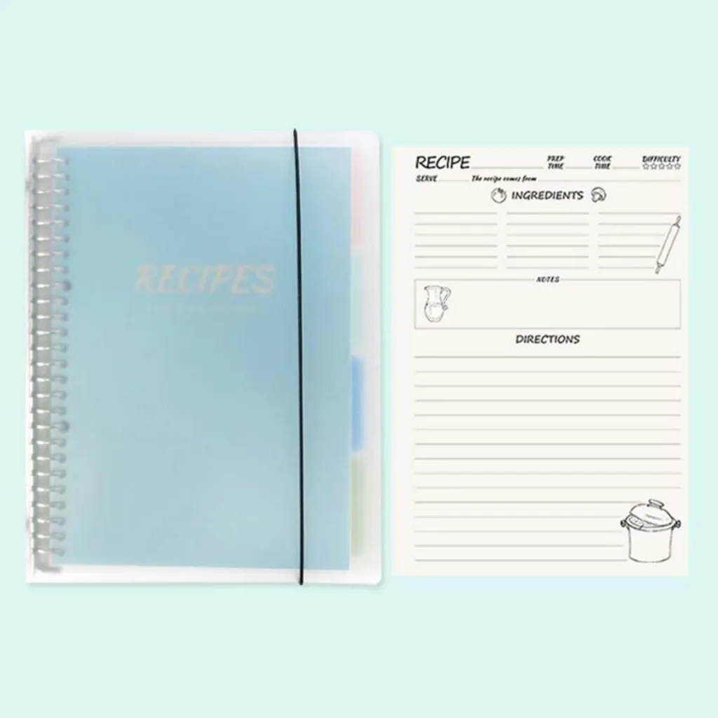 Quaderno Ricette da Scrivere INF Azzurro Cielo - 160 Pagine Organizzate - 2
