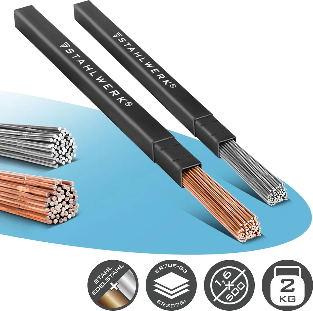 Bacchette TIG STAHLWERK Acciaio e Inox 1,6mm | Set Professionale 2kg
