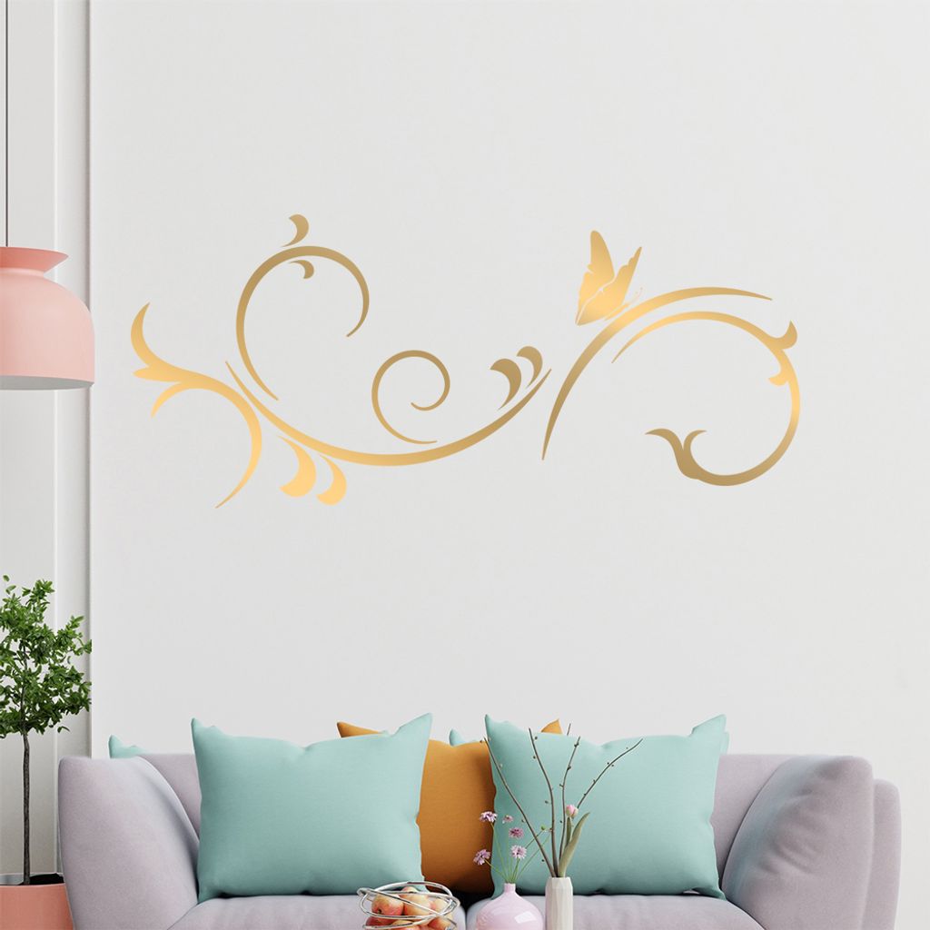 Schmetterling - Ornamente - Sommer Wandtattoo in 6 Größen - Wandaufkleber Wall Sticker - Dekoration, Küche, Wohnzimmer, Schlafzimmer, Badezimmer