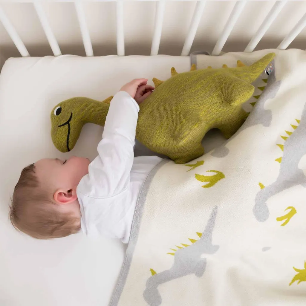 Couverture Bébé Tiny Dinosaures Beige - Douceur et Grand Format - 2