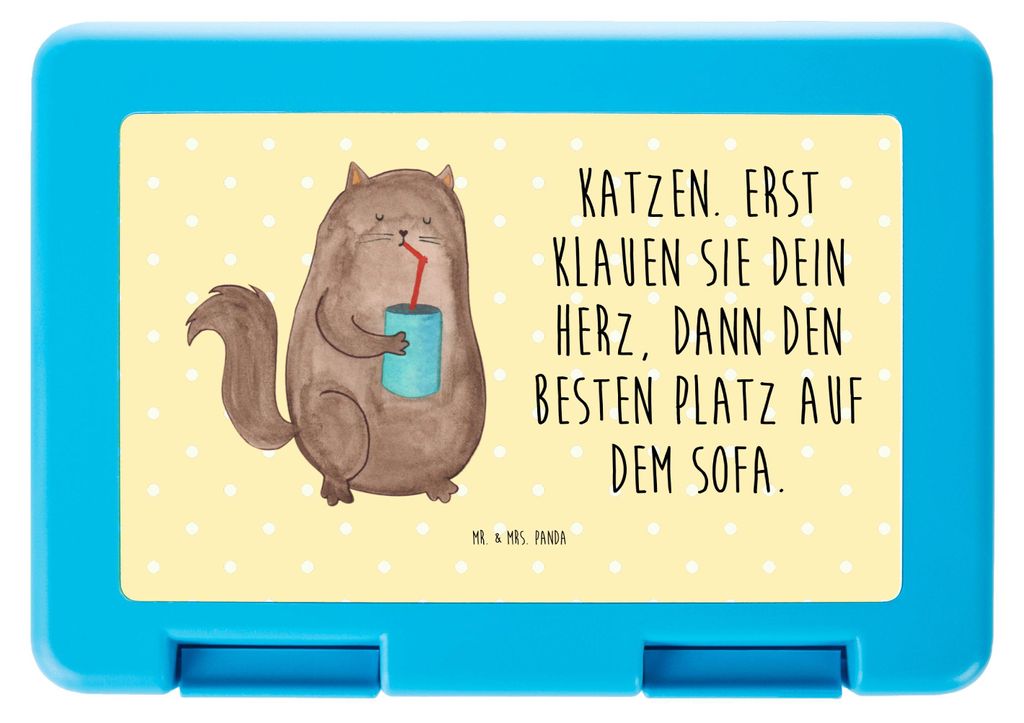 Mr. & Mrs. Panda Vesperbox Katze Dose - Gelb Pastell - Geschenk, Katzen, Lebensmittel Aufbewahrungsbox, Cat, Bentobox, Cats, Snackbox, Bezaubernd, ...