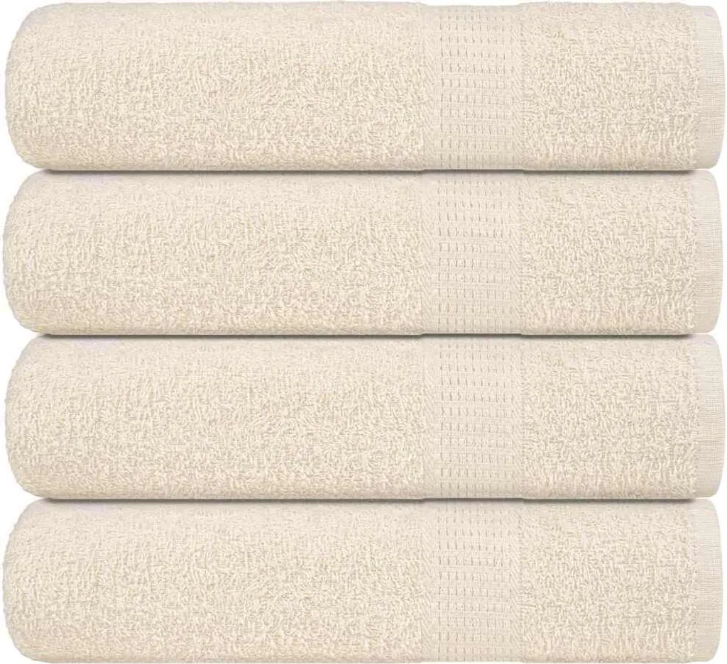 Set 4 Asciugamani Doccia FROGN Crema 70x140 cm | Spugna Cotone 360g
