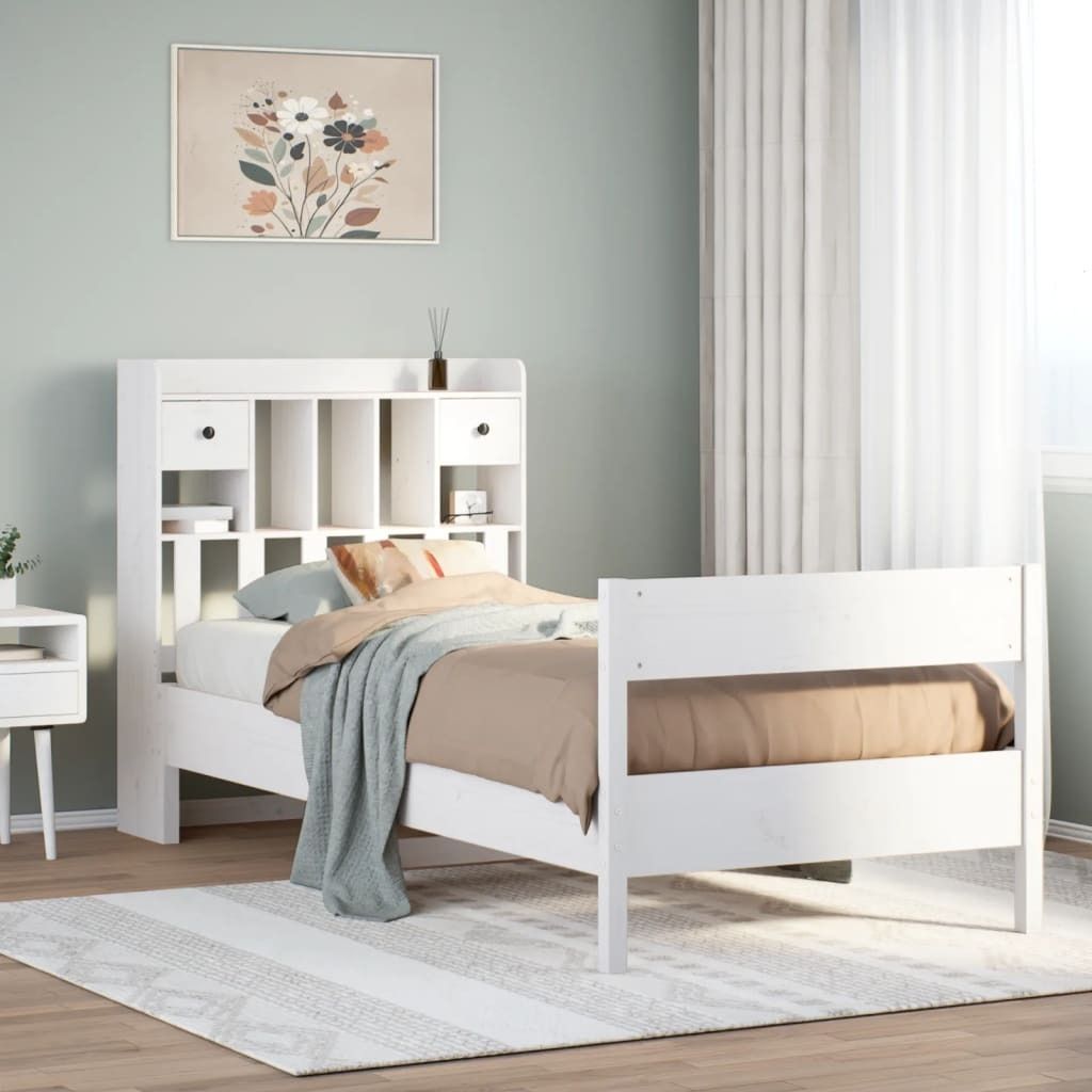 Maison Exclusive - Massivholzbett mit Regal ohne Matratze Weiß 75x190 cm Kiefer