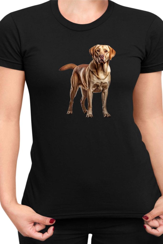 Damen T-Shirt Dogs Breeds Labrador Retriever Dog Breed 005, Lady S / Schwarz