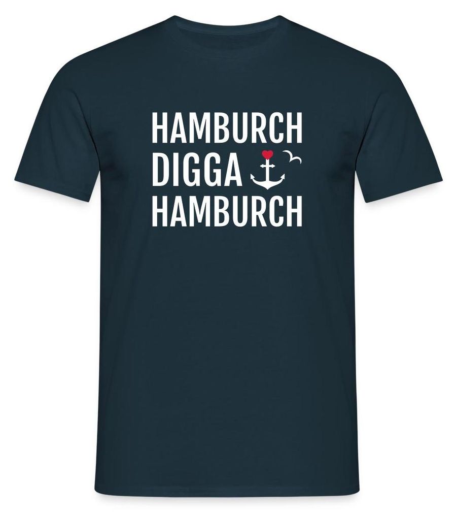 Spreadshirt Hamburch DIGGA Hamburch Anker Nordsee Männer T-Shirt, S, Navy