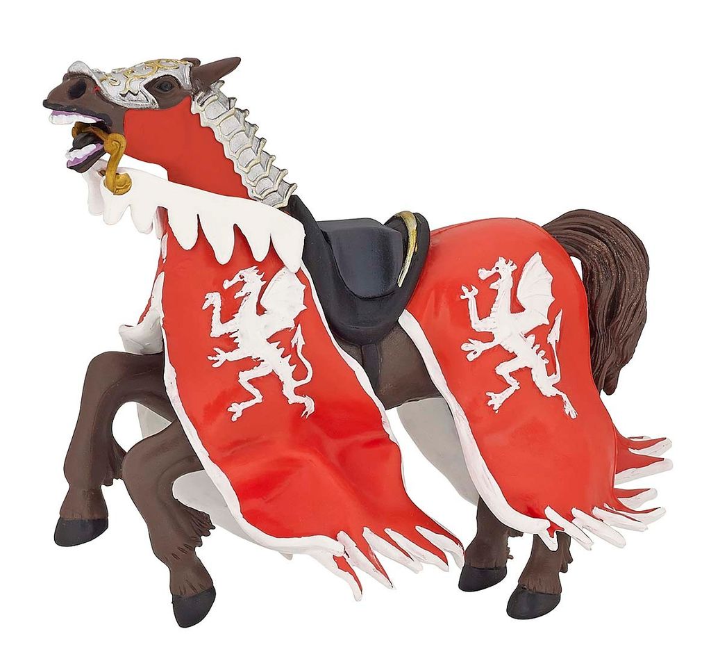 Papo Figurine Cheval Du Roi Avec Armoiries Du Dragon Rouge Image du produit 