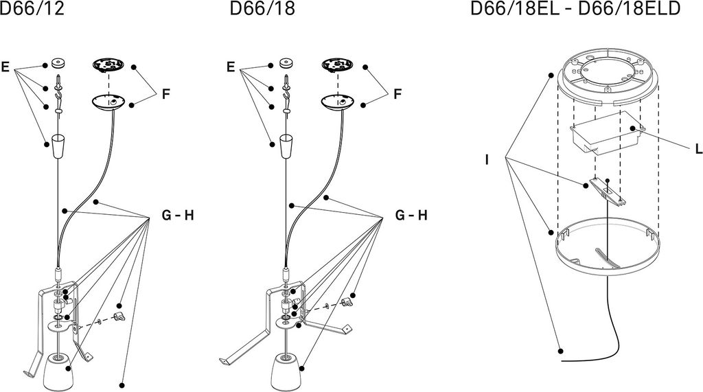 Luceplan Hope D66 Ersatzteile Pos. B Set mit 3 kleinen Produktbild 2