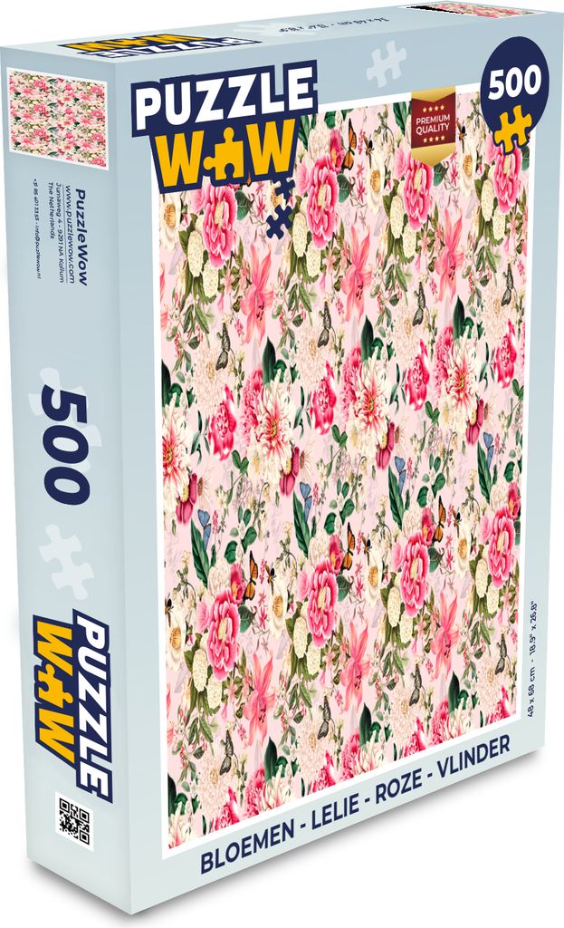 MuchoWow Puzzle 500 Teile Blumen - Lilie - Rosa - Schmetterling - Denken - Spiel - Toy