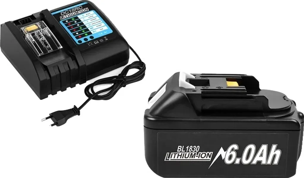Batteria di ricambio per elettroutensili, alta capacità 6000mAh, funzioni di protezione intelligenti, 1 caricatore da 6,0Ah 4A