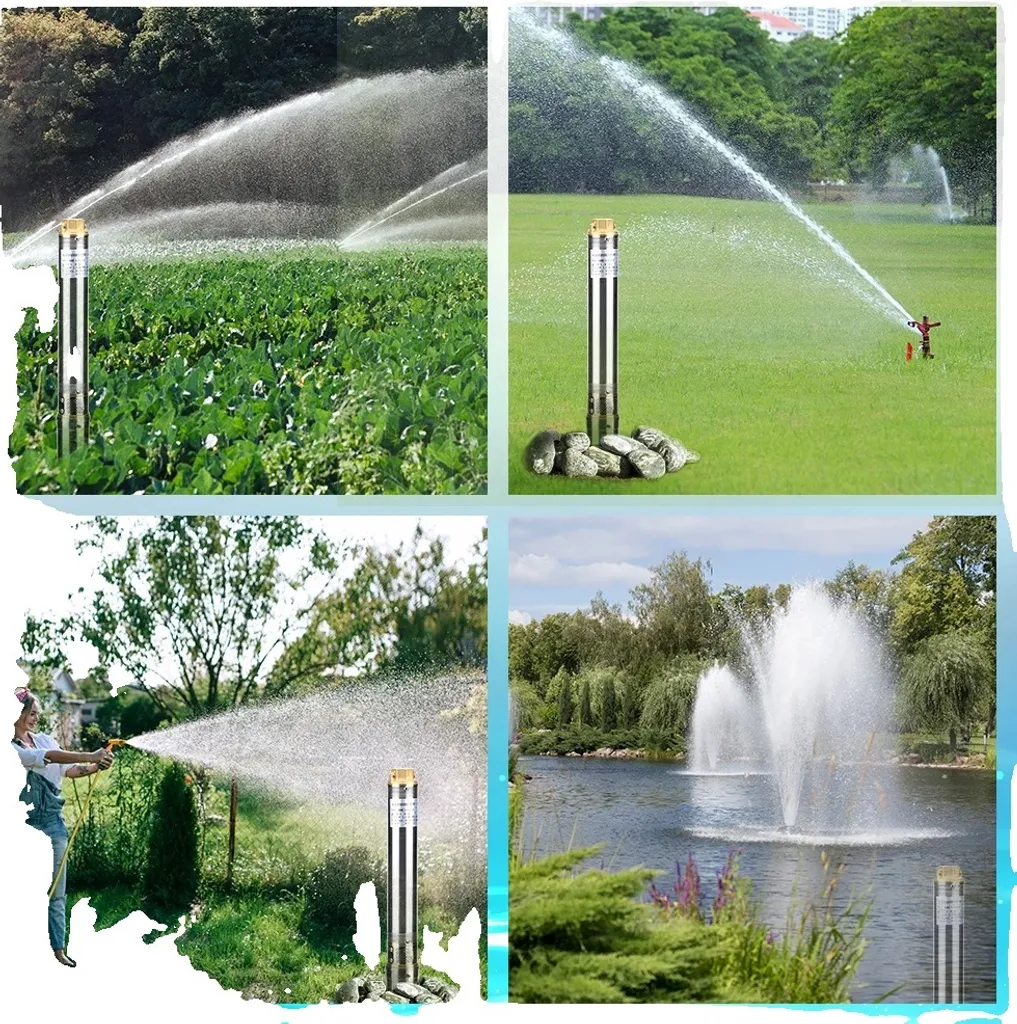 Pompe de forage solaire immergée en inox pour puits et jardin