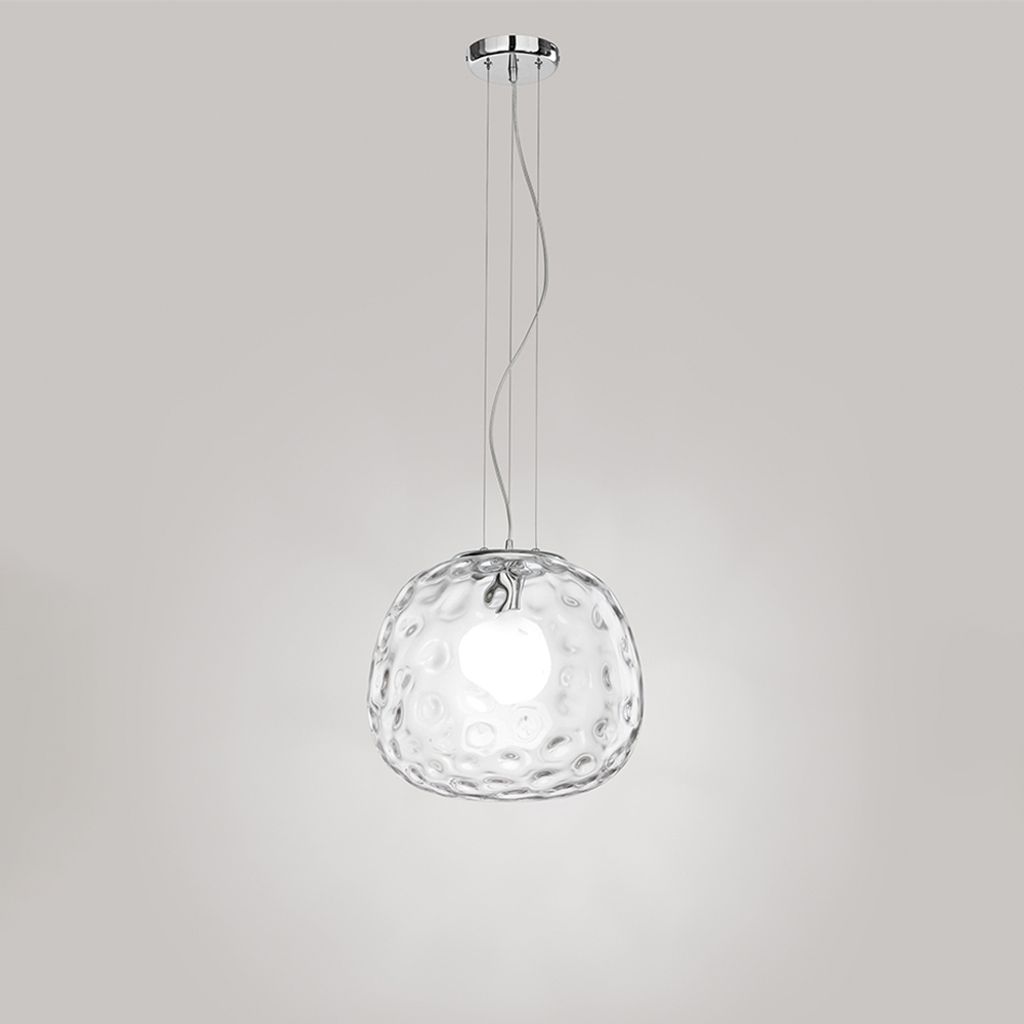 Pendelleuchte aus poliertem Chrom und Klarglas, 1xE27, 60W - Modernes und elegantes Design für anspruchsvolle Interieurs - Perenz