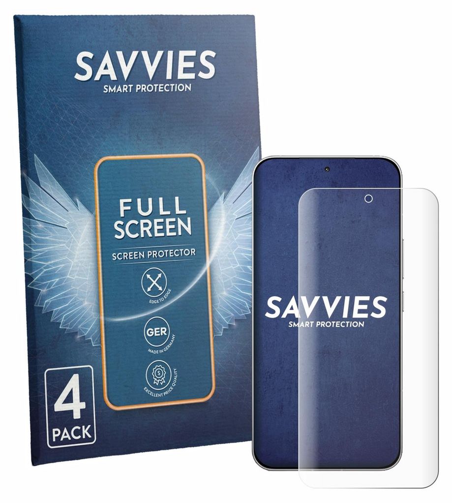 4x Savvies Fullscreen Schutzfolie für Xiaomi Redmi K90 Max Displayschutz Folie Fullcover Klar Transparent