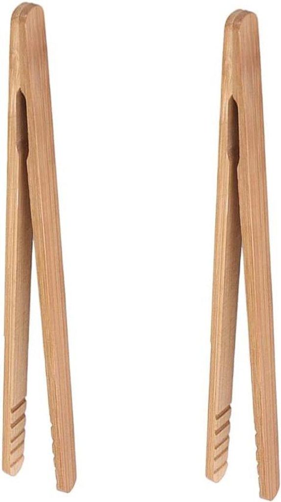 Holz Toast Tongs, 7 Zoll Mini, antislip-Design, ideal für das Servieren von Lebensmitteln / Toast / Brötchen und Gurken / Zucker / Grill, kleine ...
