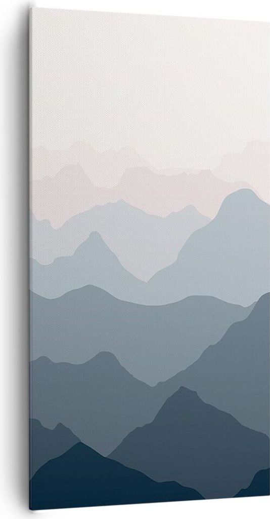 Bild auf Leinwand - Leinwandbild - Einteilig - Berge Grafiken Buntstift - 65x120cm - Wand Bild - Wanddeko - Wandbilder - Leinwanddruck - Bilder - W...