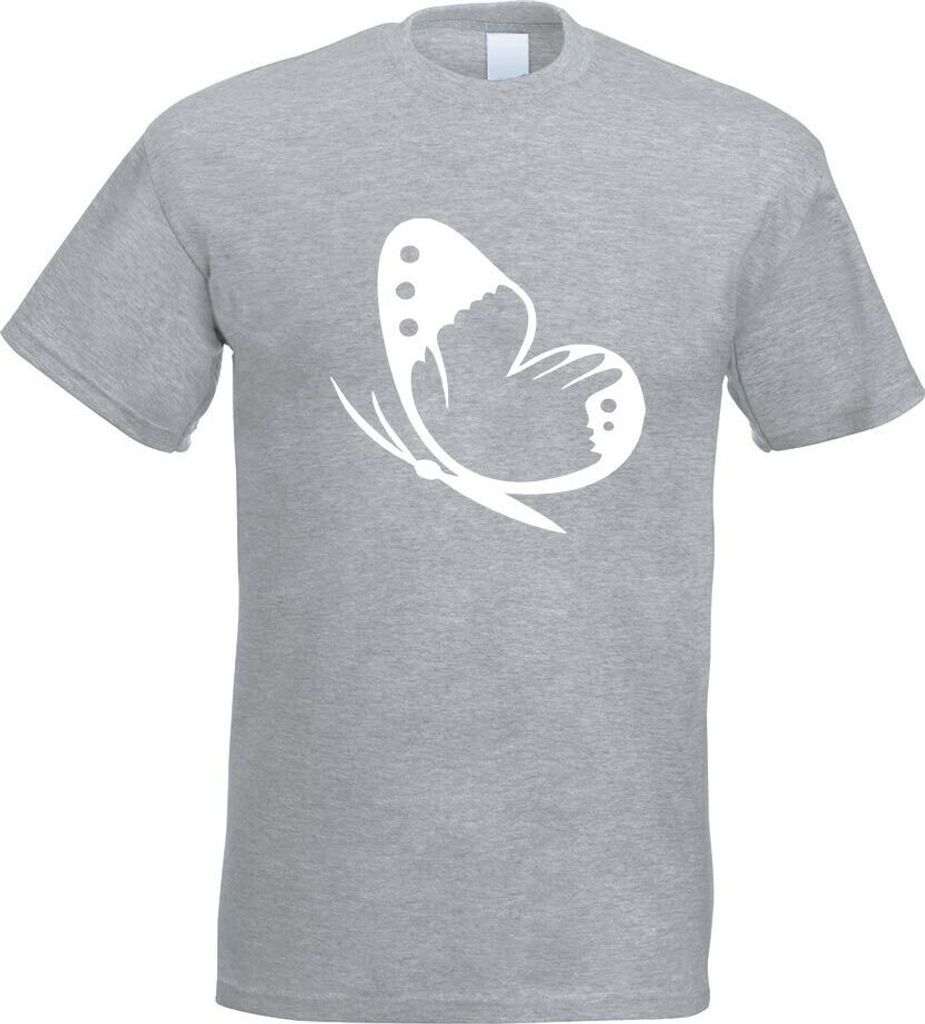 Kiwistar - T-Shirt - Graumeliert - Schmetterling Motiv 2 Motiv Bedruckt Funshirt Design Print - mit Motiv Bedruckt - Funshirt Design - Sport - Frei...