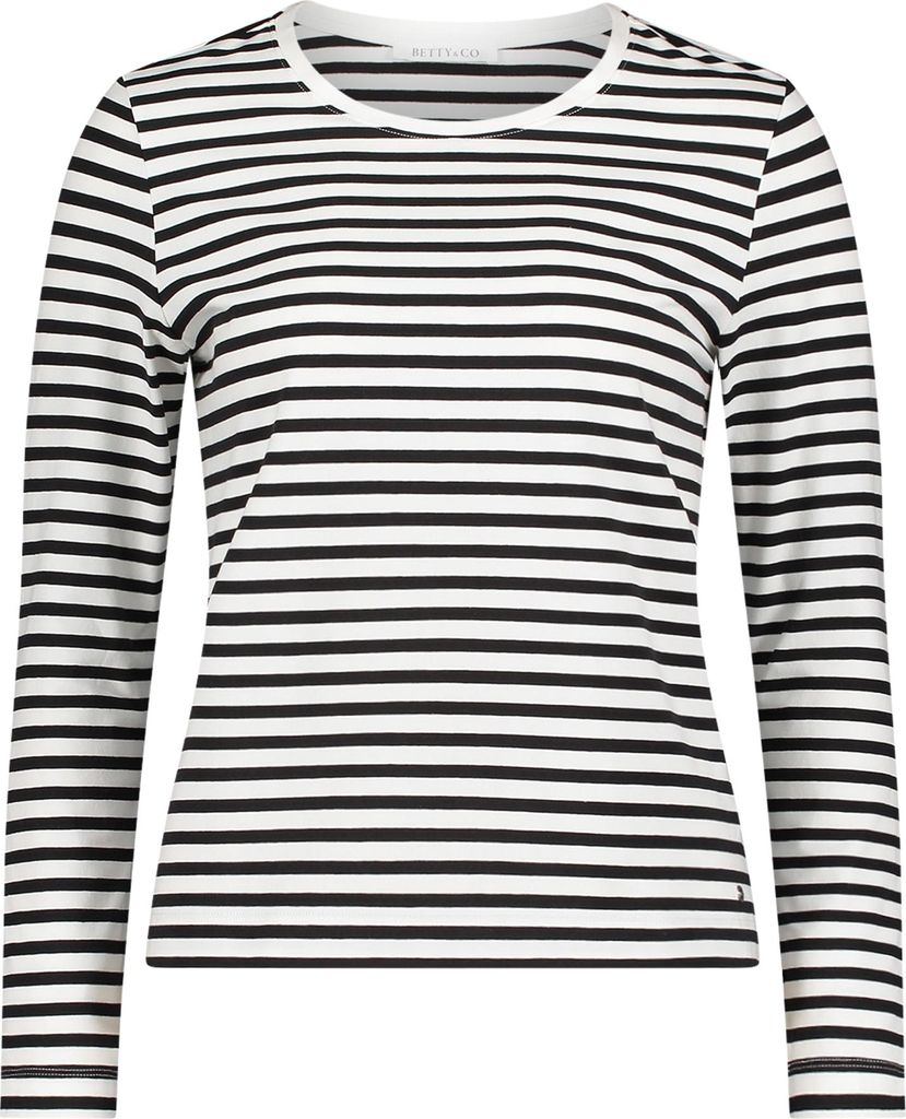 Betty & Co Langarmshirt mit Rundhals-Ausschnitt und Streifen, gerade Passform