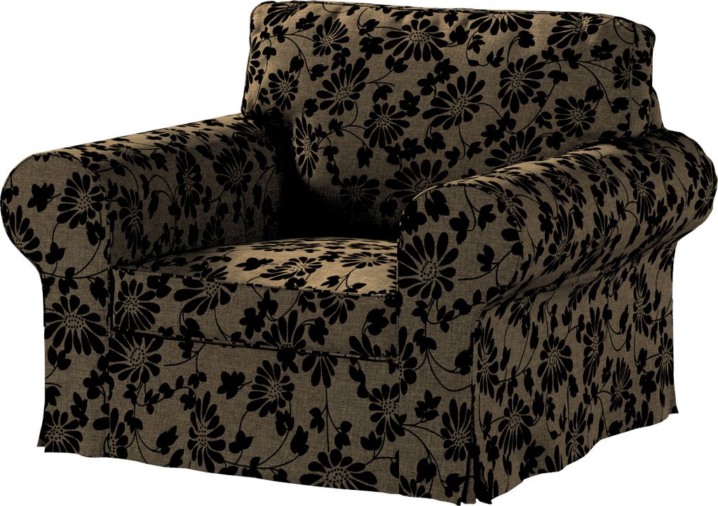 Dekoria Bezug für Ektorp Sessel, beige-schwarz, Sesselhusse für Ektorp Sessel