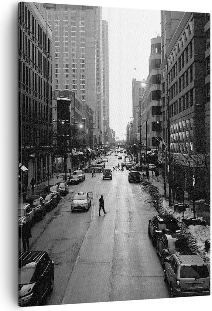 Bild auf Leinwand - Leinwandbild - Einteilig - Stadt Straße Haus - 50x70cm - Wand Bild - Wanddeko - Wandbilder - Leinwanddruck - Kunstdruck - Wand...