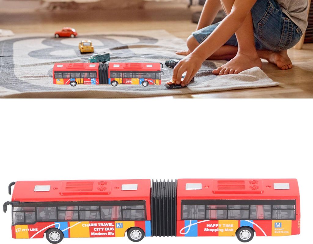Zurückziehen, Legierungsbus, verlängerte Länge, volle Funktion, solide Struktur, pädagogisches Fahrzeugmodell, Spielzeug, Rot