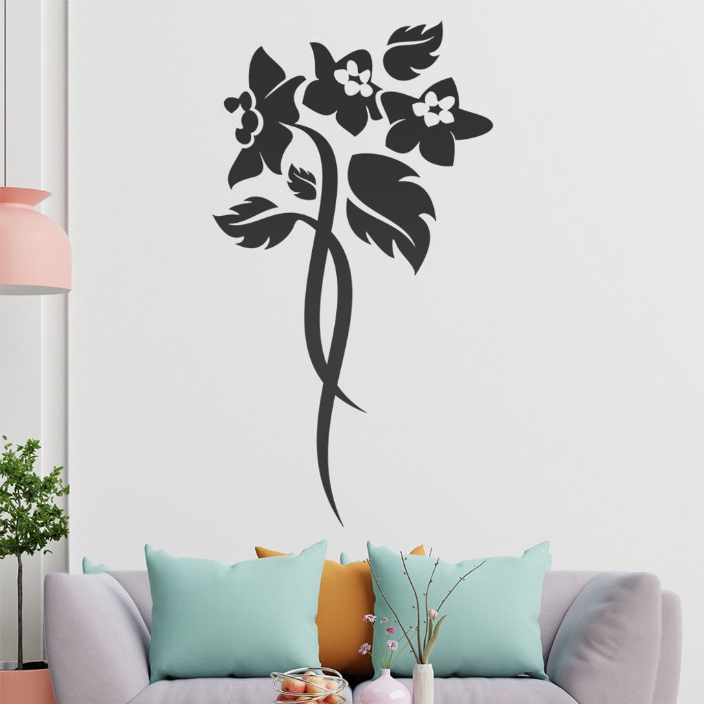 Blume - Linien Wandtattoo in 6 Größen - Wandaufkleber Wall Sticker - Dekoration, Küche, Wohnzimmer, Schlafzimmer, Badezimmer