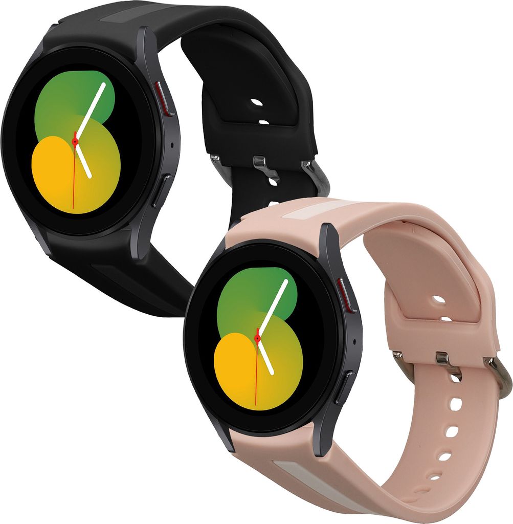 kwmobile 2x Sportarmband kompatibel mit Samsung Galaxy Watch 5 / Watch 5 Pro / Watch 6 / 6 Classic Armband - Fitnesstracker Band Set aus TPU Silikon