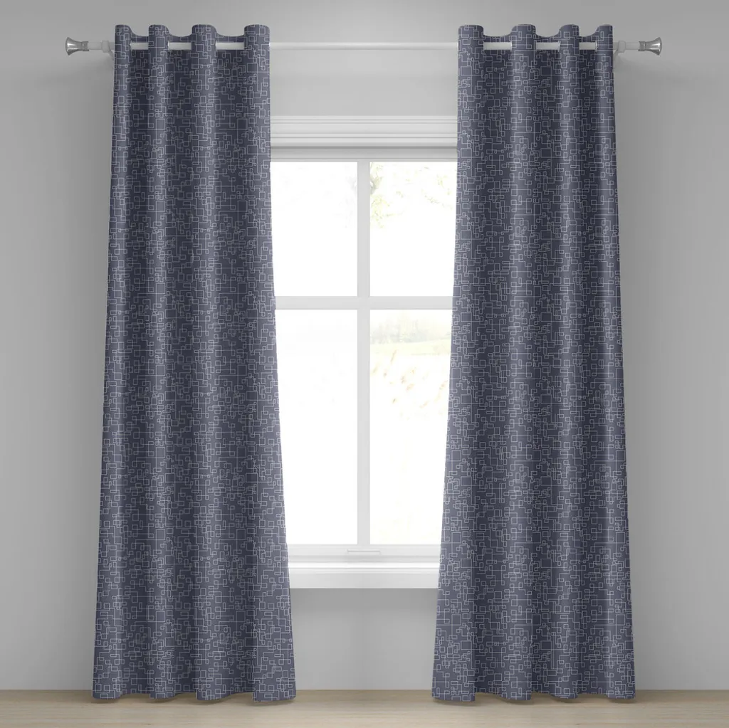 Rideaux décoratifs à motifs graphiques entrelacés violet gris 280x245cm