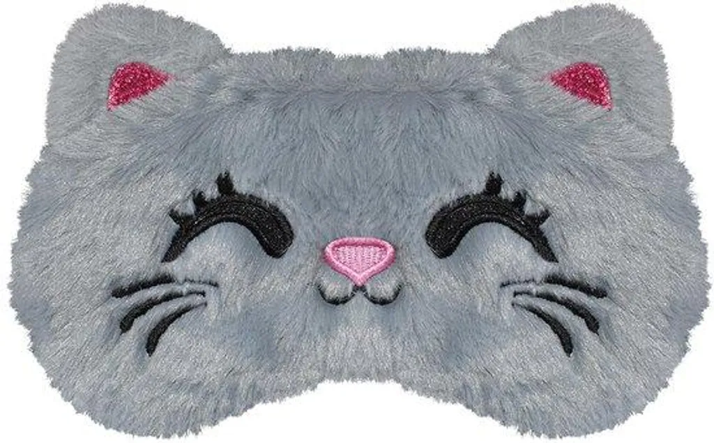 Masque de sommeil pour enfants chat gris en peluche douce de voyage