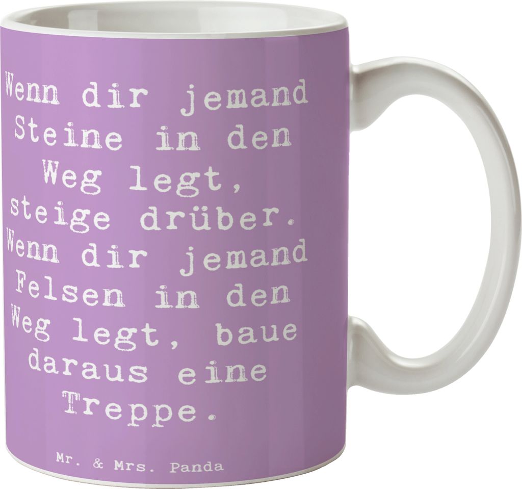 Mr. & Mrs. Panda Tasse Spruch Stolpersteine im Alltag meistern - Lavendeltraum - Geschenk, Teetasse, Ermutigung, Becher, Trost, positive Gedanken, ...