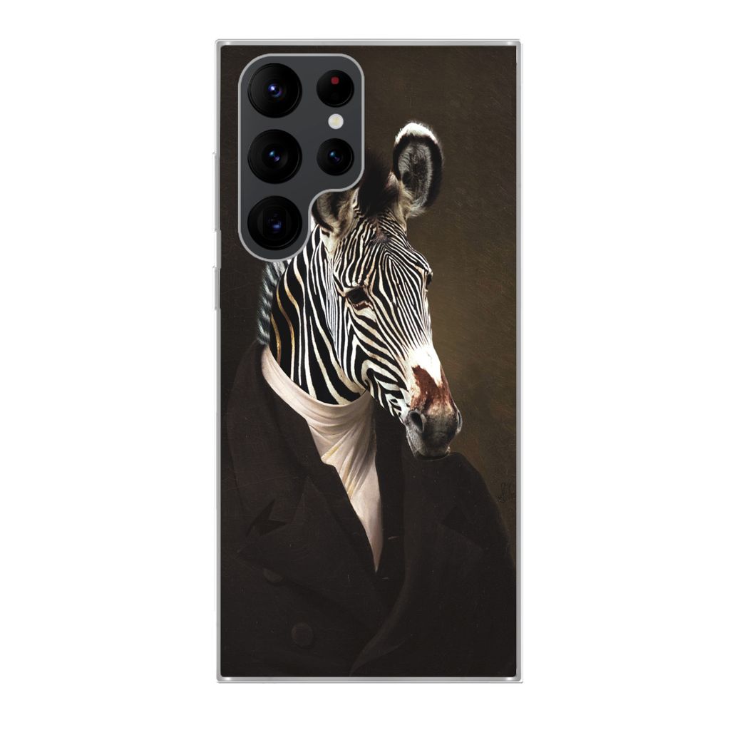 MuchoWow Handyhülle Schutzhülle Hülle für Samsung Galaxy S22 Ultra Zebra - Kunst - Tierkopf Silikon Softcase Handy Hülle - Abbildung
