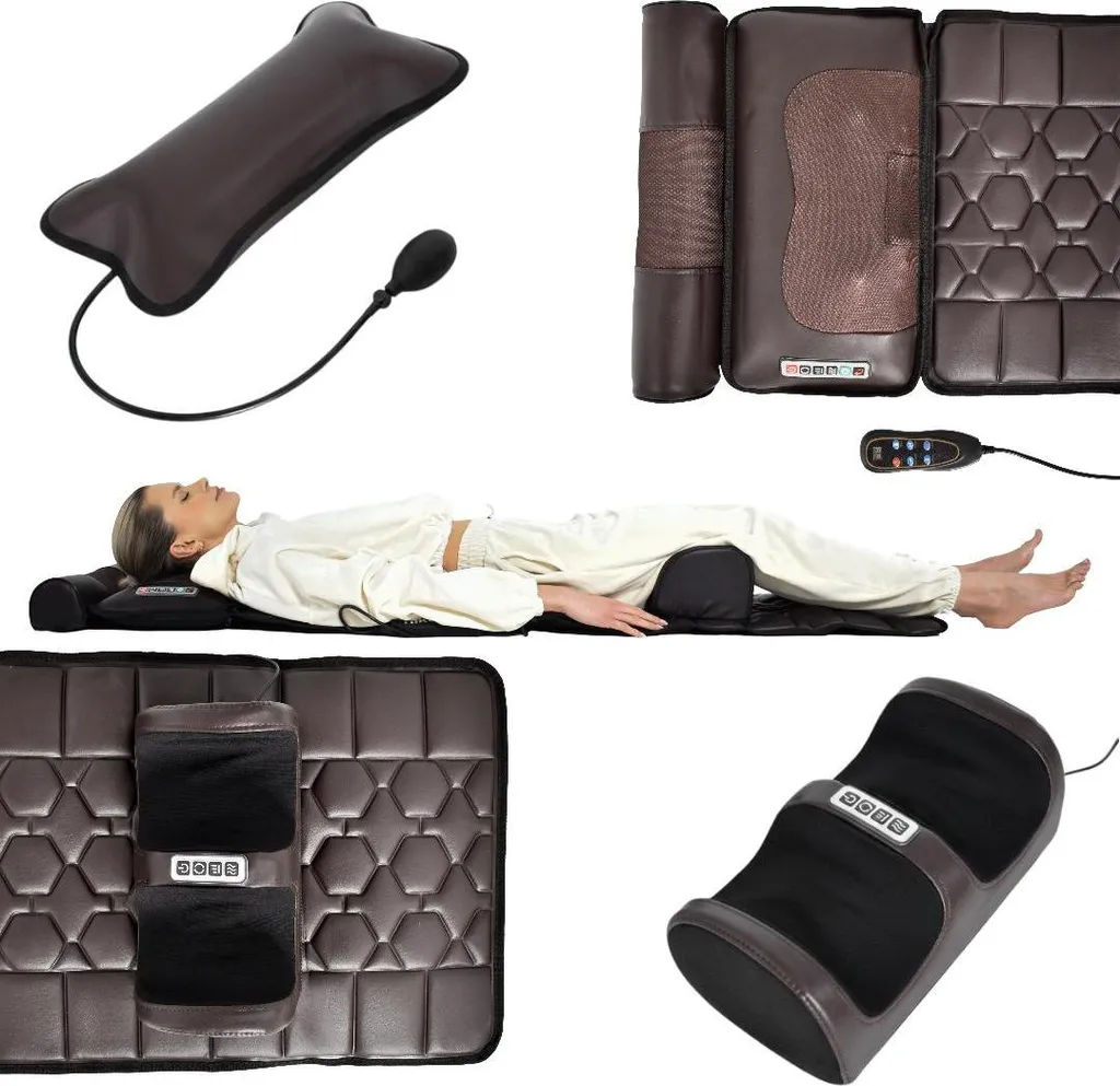 Tapis de massage dorsal vibrant pour fauteuil et matelas 175x50cm Marron