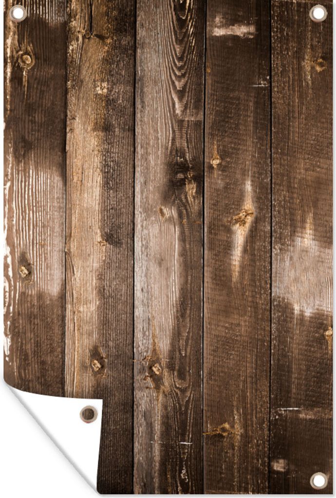 MuchoWow 60x90 cm Outdoor-Poster Gartendeko Sichtschutz Garten Poster für den Garten Holz - Hartholz - Vintage