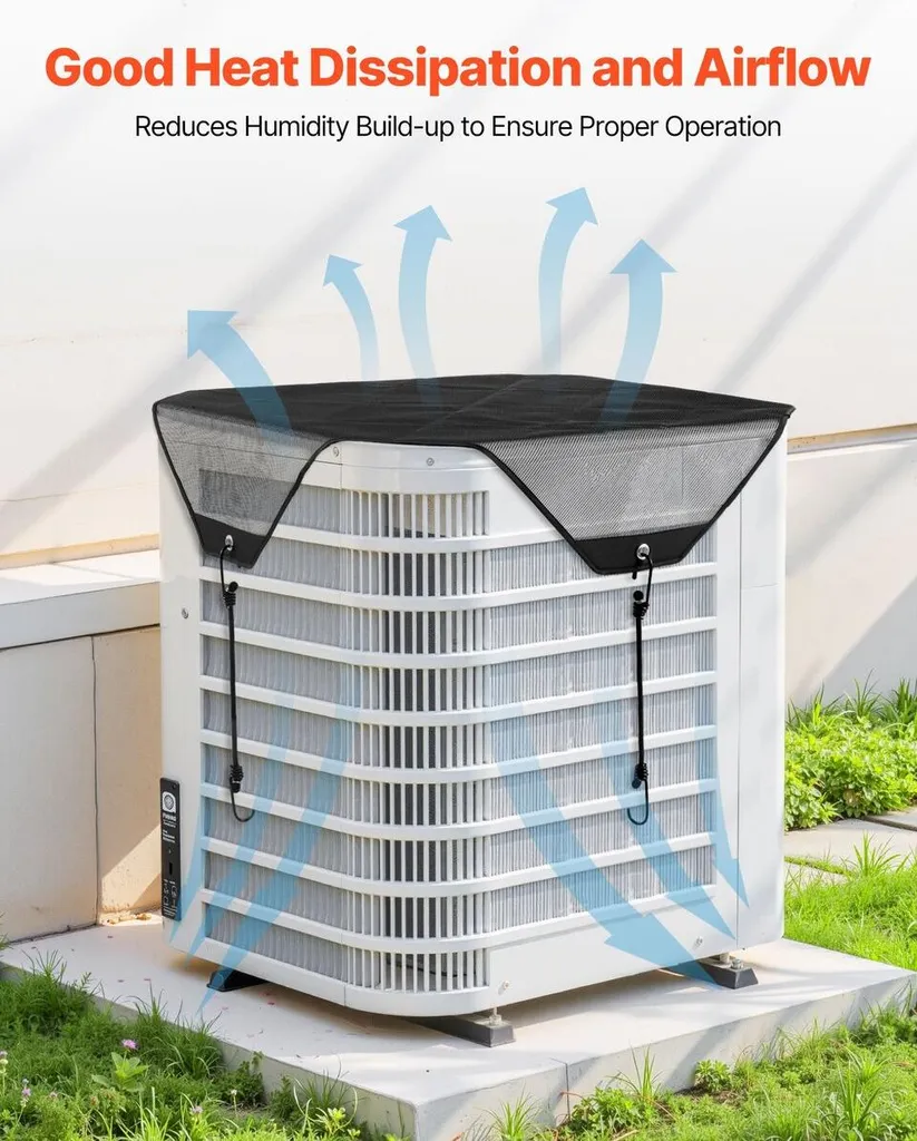 Copertura Per Condizionatore Esterno Xeeol Defender - Rete Universale, 91x91 Cm, Protezione Antipioggia E Detriti - 2