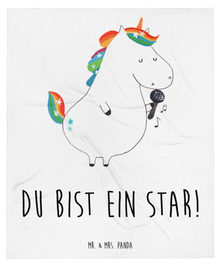Mr. & Mrs. Panda Plaid Einhorn Sänger - Weiß - Geschenk, Glitzer, Kuscheldecke, Unicorn, Tagesdecke, Kuschelige Decke, Party, Disco, Bettdecke, E...