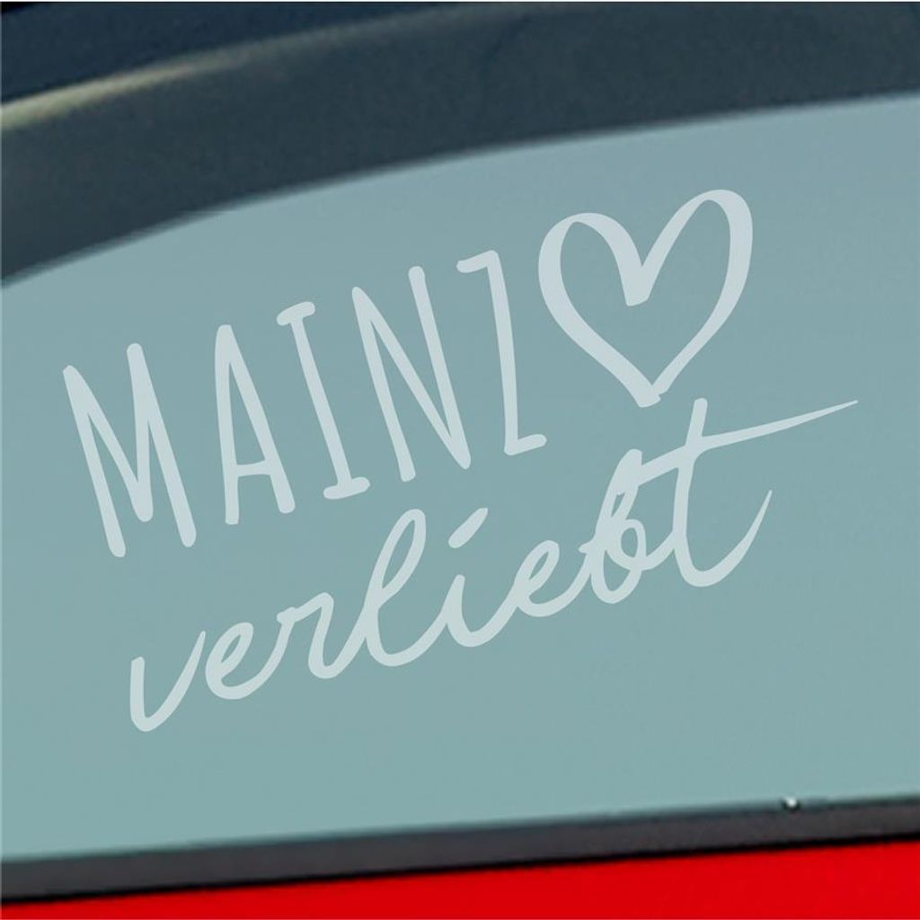 Auto Aufkleber Mainz verliebt Herz Stadt Heimat Liebe Car 19x10 cm Milchglas Sticker Heckscheibenaufkleber