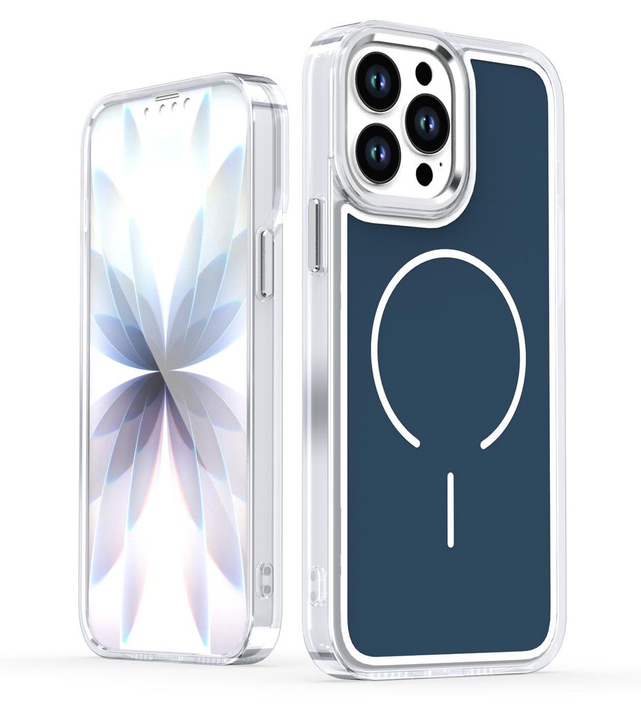 Magnetische Hülle für iPhone 13 Pro Max, Dünn Klare Stoßfest Handyhülle, Kompatibel mit MagSafe Blau