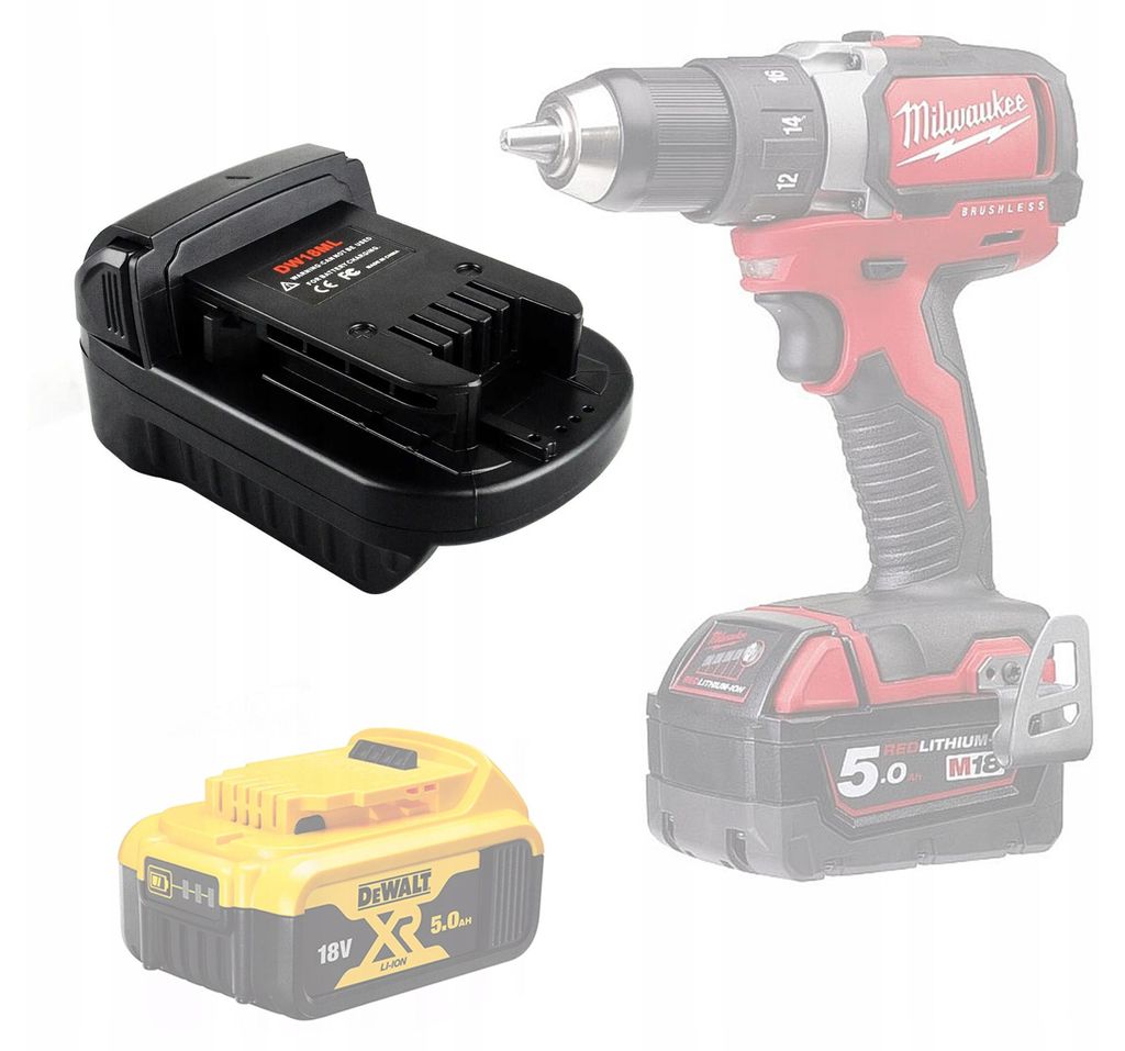 Adapter / Konverter Dewalt 18V Akku zu Milwaukee 18V Produktbild 