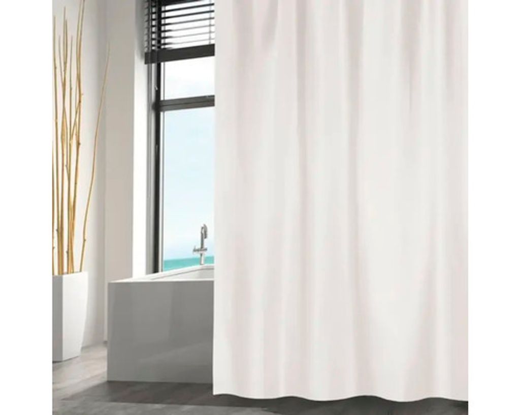 MSV Polyester Duschvorhang Romana 180 x 200 cm, Farbe: Transparent Weiß