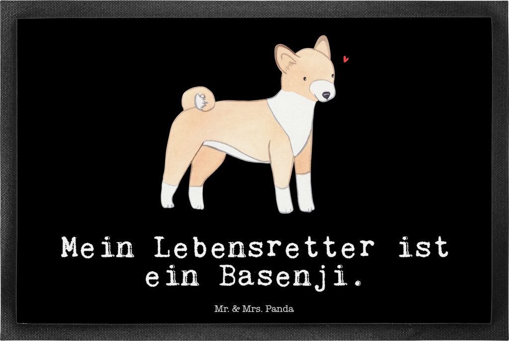 Mr. & Mrs. Panda Schmutzfangmatte Basenji Lebensretter 40 x 60 cm - Schwarz - Geschenk, Fussmatte, bodenmatte, fußmatte, Gummimatte, Schmutzmatte,...