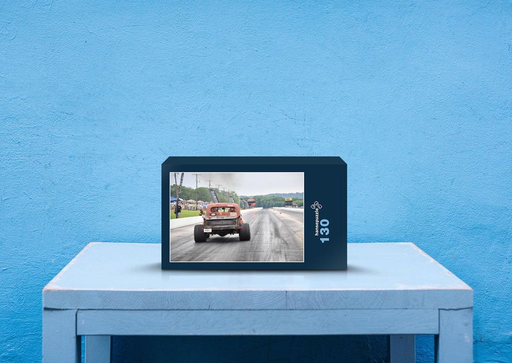 hansepuzzle 42349 - Hot rod Puzzle, 130 Teile, Fortbewegung, 28,7 x 20,0cm mit hochwertiger Aufbewahrung, Kartonbox und wiederverschließbarem Beutel