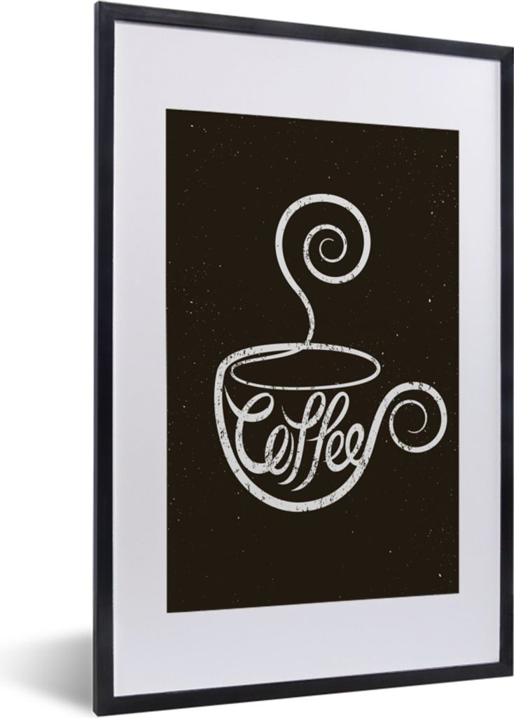 MuchoWow MuchoWow Gerahmtes Poster Sprichwörter - Kreidetafel - Zitate - Kaffee 40x60 cm - Poster mit zchwarzem Bilderrahmen - Poster in Rahmen