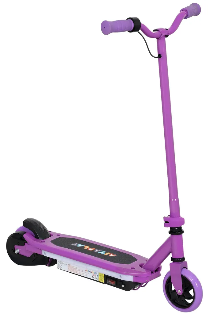 Trottinette électrique enfant 6-14 ans violette avec lumières LED